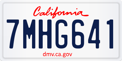 CA license plate 7MHG641