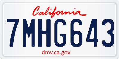 CA license plate 7MHG643