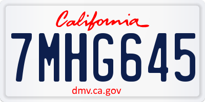 CA license plate 7MHG645