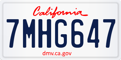 CA license plate 7MHG647