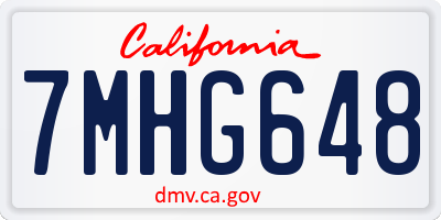 CA license plate 7MHG648