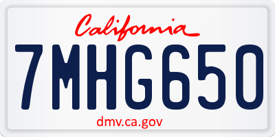 CA license plate 7MHG650