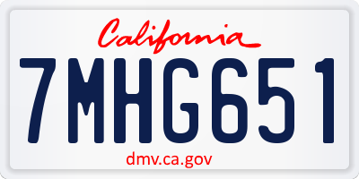 CA license plate 7MHG651
