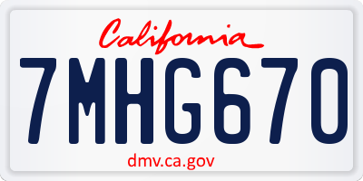 CA license plate 7MHG670