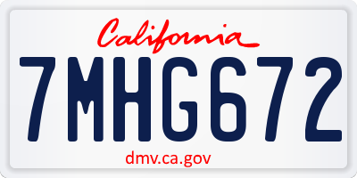 CA license plate 7MHG672