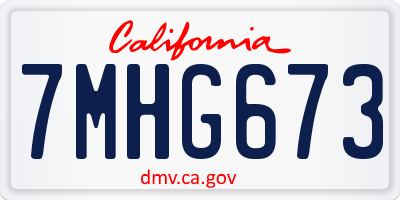CA license plate 7MHG673
