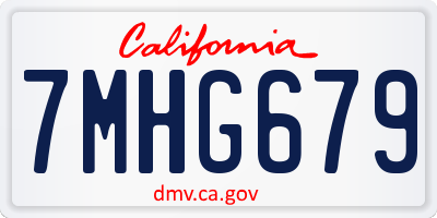 CA license plate 7MHG679