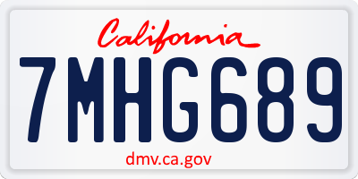 CA license plate 7MHG689