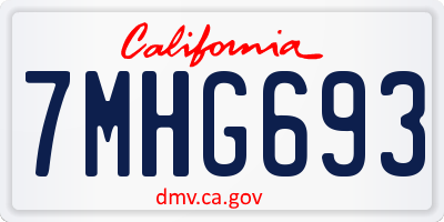 CA license plate 7MHG693