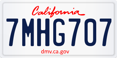 CA license plate 7MHG707