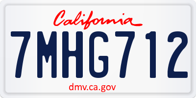 CA license plate 7MHG712