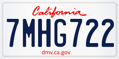 CA license plate 7MHG722