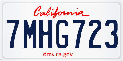 CA license plate 7MHG723
