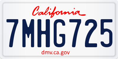 CA license plate 7MHG725
