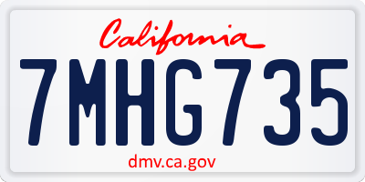 CA license plate 7MHG735