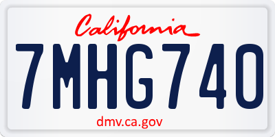 CA license plate 7MHG740