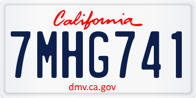 CA license plate 7MHG741