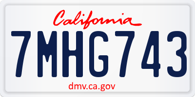 CA license plate 7MHG743