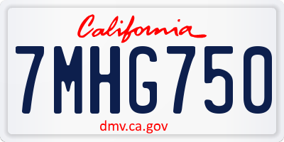 CA license plate 7MHG750