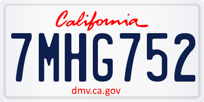 CA license plate 7MHG752