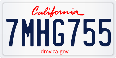 CA license plate 7MHG755