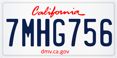CA license plate 7MHG756