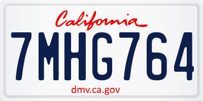 CA license plate 7MHG764