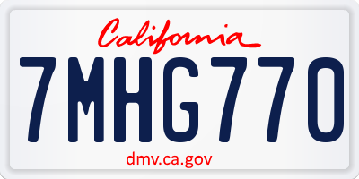 CA license plate 7MHG770