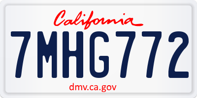 CA license plate 7MHG772