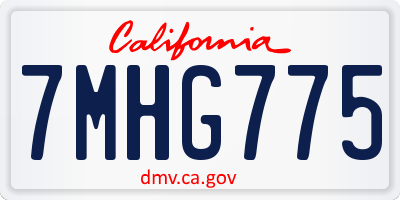 CA license plate 7MHG775