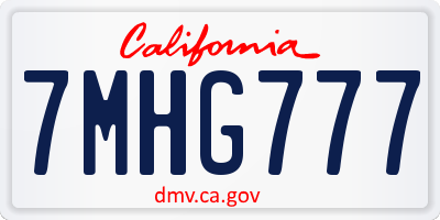CA license plate 7MHG777