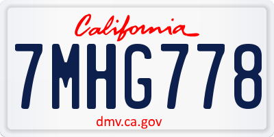 CA license plate 7MHG778