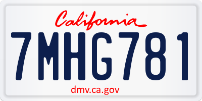 CA license plate 7MHG781