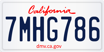 CA license plate 7MHG786