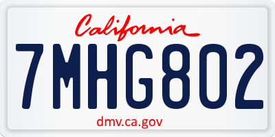 CA license plate 7MHG802
