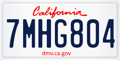 CA license plate 7MHG804