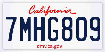CA license plate 7MHG809