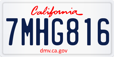 CA license plate 7MHG816