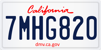 CA license plate 7MHG820