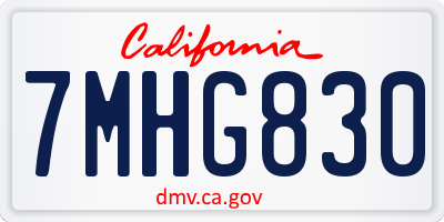 CA license plate 7MHG830