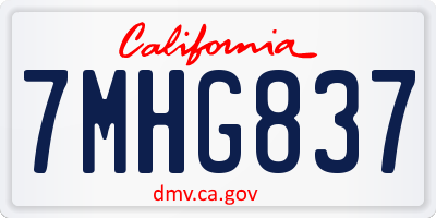 CA license plate 7MHG837
