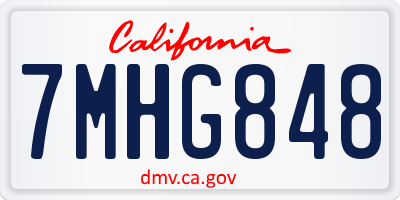 CA license plate 7MHG848