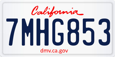 CA license plate 7MHG853