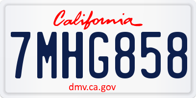 CA license plate 7MHG858