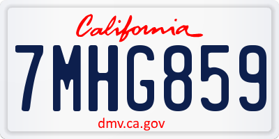 CA license plate 7MHG859