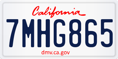 CA license plate 7MHG865