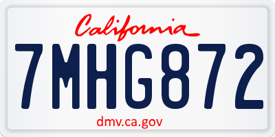CA license plate 7MHG872