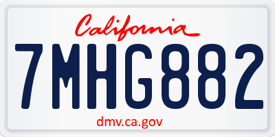 CA license plate 7MHG882