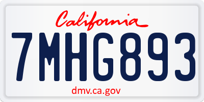 CA license plate 7MHG893
