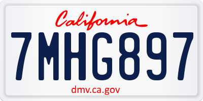 CA license plate 7MHG897